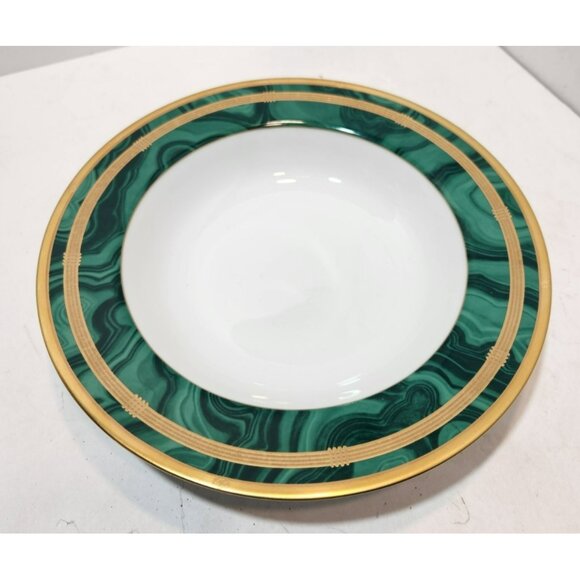Vintage Christian Dior Malachite Gaudron 9.25" Rimmed Soup Bowl New Green - Picture 4 of 9